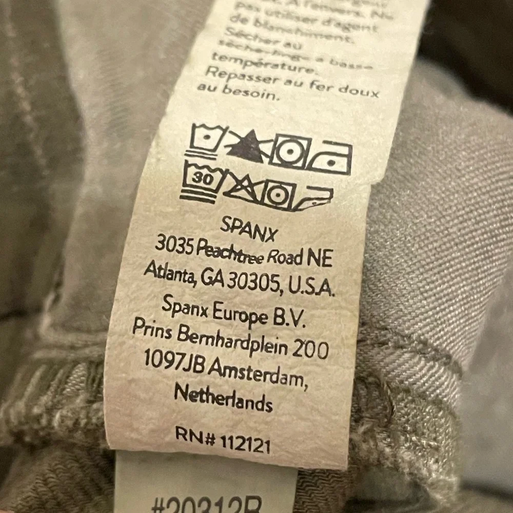 Spanx Twill Cropped Wide Leg Jeans Olive Green Women’s Size XL - Picture 7 of 10